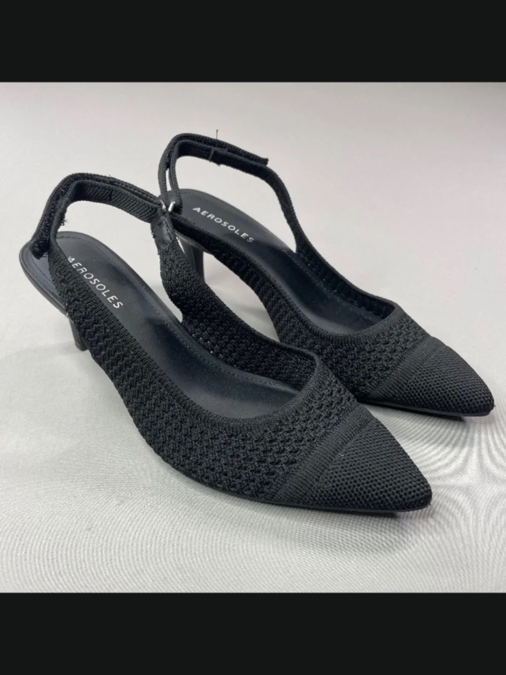 NEW Aerosoles Shoes Womens 8 black liviara knit heels pumps preppy cocktail
